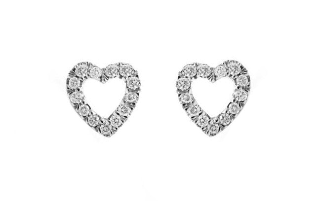 Diamond Heart Earrings. Fairtrade 18ct White gold - Arabel Lebrusan