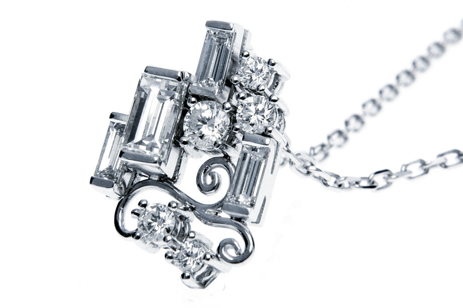 Bespoke Manuela pendant - 18ct white gold, Art Deco inspired, conflict-free diamonds 2