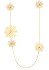 Filigree Rosette Long Necklace. Yellow Gold