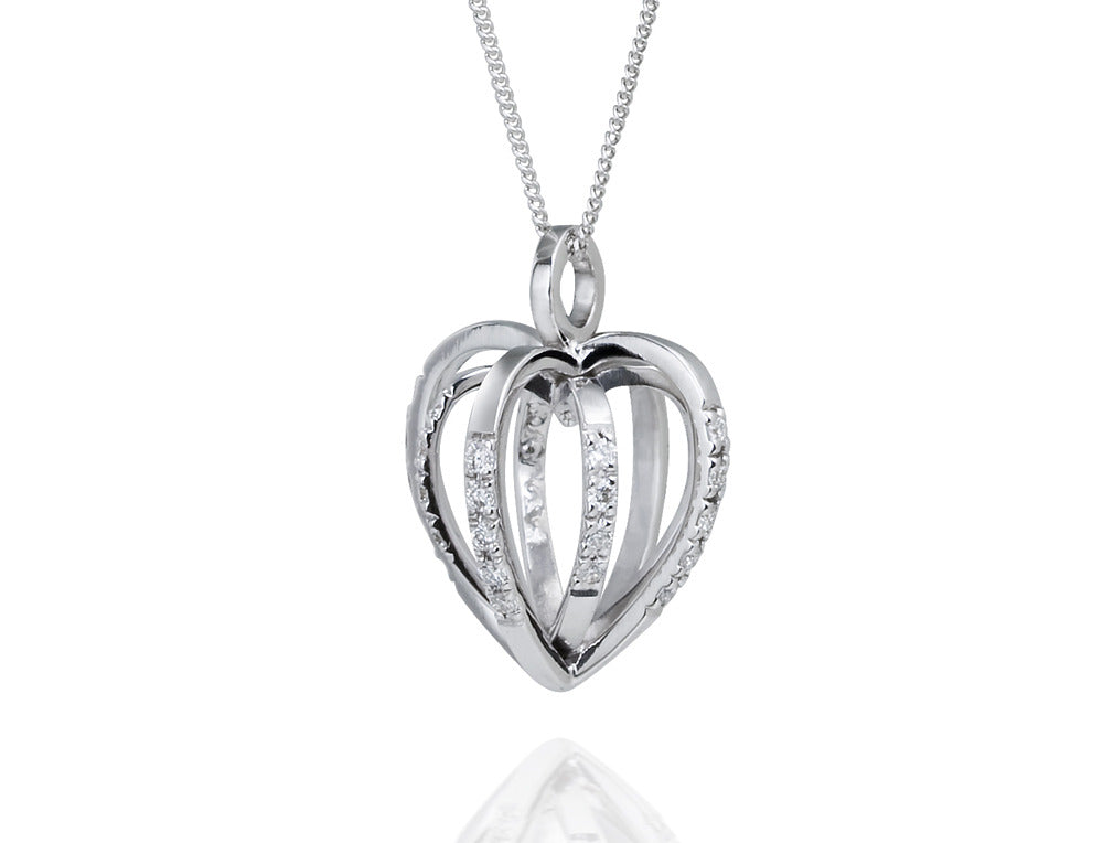 Diamond Sequin Heart Pendant. 18ct White gold - Arabel Lebrusan