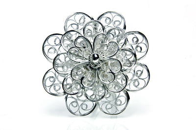 Filigree Rosette Ring. White