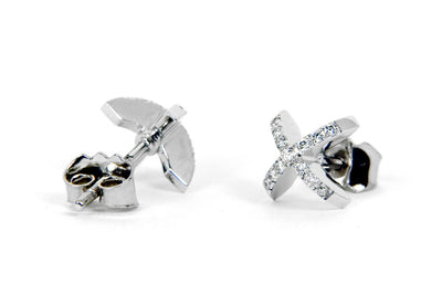 Diamond Sequin Stud Earrings. White Gold - Arabel Lebrusan