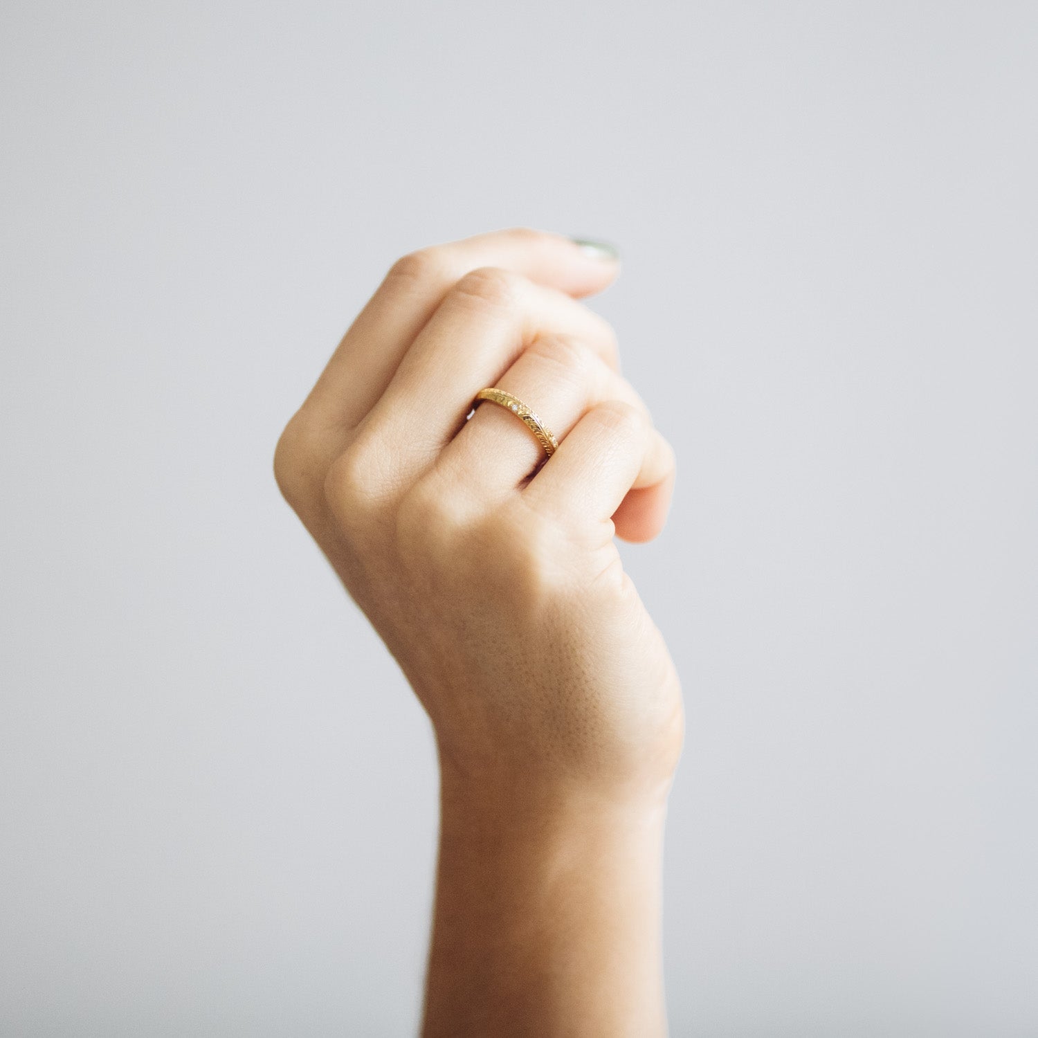 Cedar Engraved Gold Ring