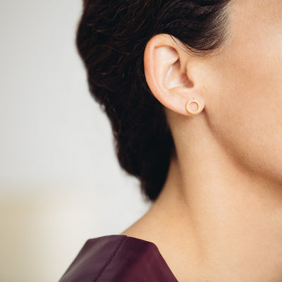 Eternity Engraved Ethical Loop Earrings. 18ct Fairmined Ecological Gold
