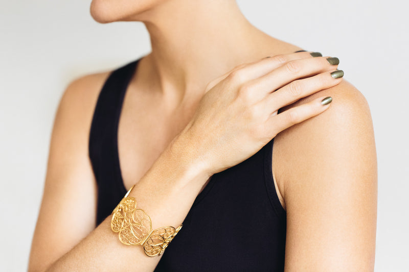 Filigree Butterfly Heart Bangle