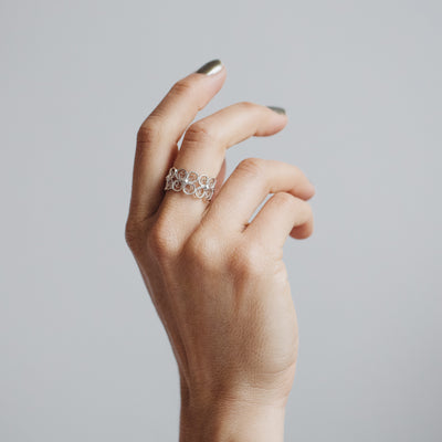 Filigree Enchanting Clover Ring in Silver - Arabel Lebrusan