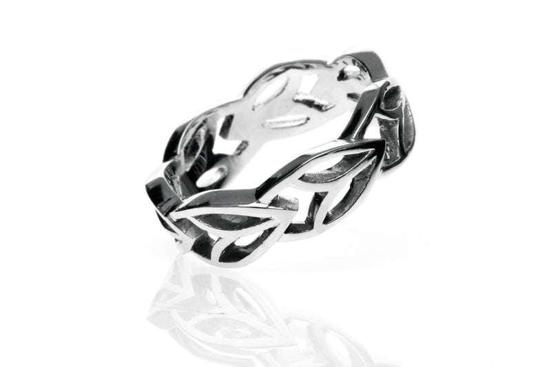 Bespoke leaf wedding ring - 18ct white gold