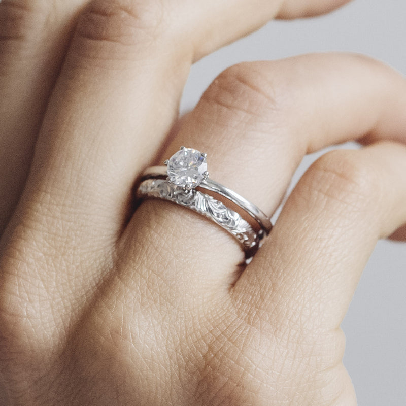 Scrolls Engraved Ethical Platinum Wedding Ring, 3mm