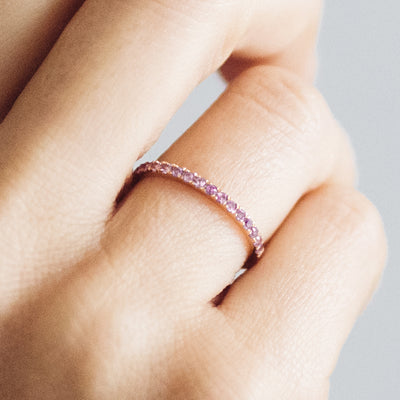 Altair Half Microset Ethical Ring, Pink Sapphire & 18ct Fairtrade Gold