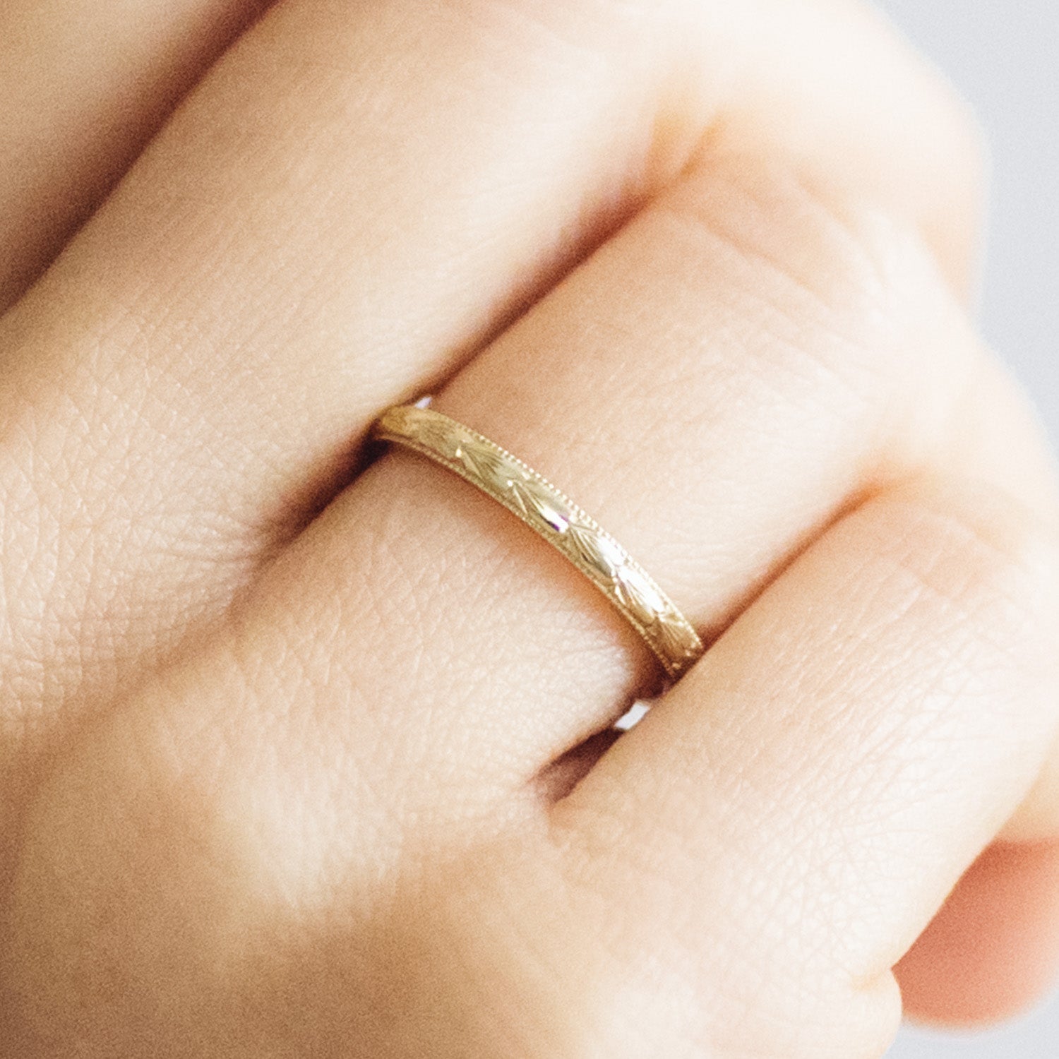 Heart Engraved Ethical Gold Wedding Band, 2mm 5