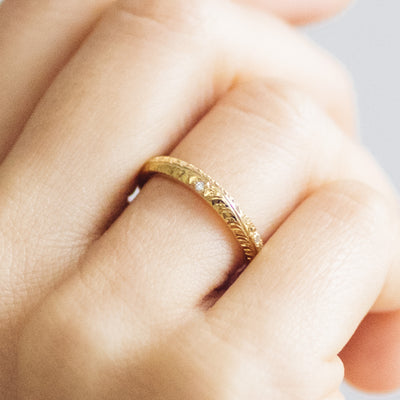 Cedar Engraved Ethical Platinum Wedding Ring 3mm