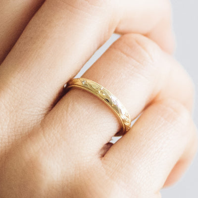 Lilac Engraved Ethical Platinum Wedding Ring, 3m3 3
